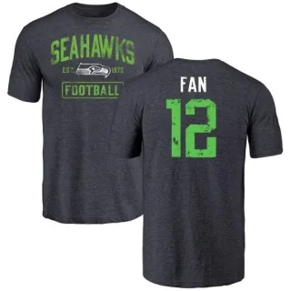 12th Fan Seattle Seahawks Navy Distressed Name & Number Tri-Blend T-Shirt
