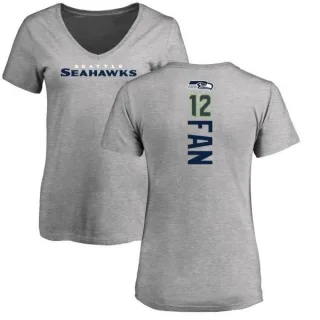 12th Fan Women's Seattle Seahawks Backer V-Neck T-Shirt - Ash