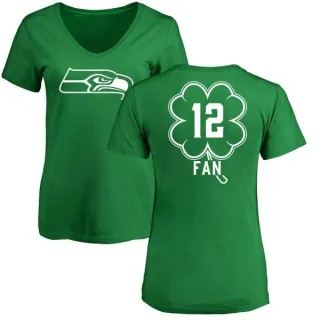 12th Fan Women's Seattle Seahawks Green St. Patrick's Day Name & Number V-Neck T-Shirt