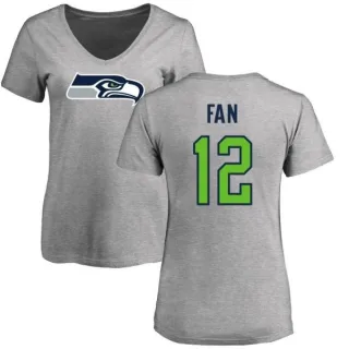 12th Fan Women's Seattle Seahawks Name & Number Logo Slim Fit T-Shirt - Ash