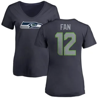 12th Fan Women's Seattle Seahawks Name & Number Logo Slim Fit T-Shirt - Navy