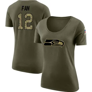 12th Fan Women's Seattle Seahawks Salute to Service Olive Legend Scoop Neck T-Shirt