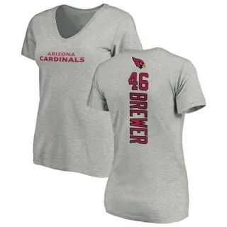 Aaron Brewer Women's Arizona Cardinals Backer V-Neck T-Shirt - Ash