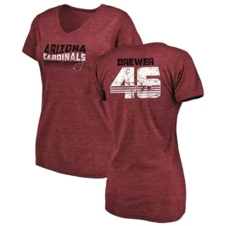 Aaron Brewer Women's Arizona Cardinals Retro Tri-Blend V-Neck T-Shirt - Cardinal