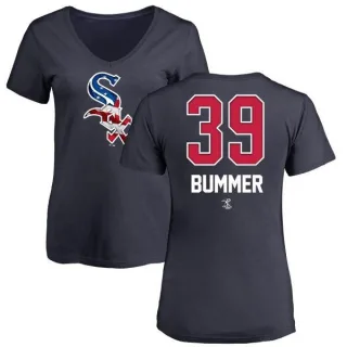 Aaron Bummer Women's Chicago White Sox Name and Number Banner Wave V-Neck T-Shirt - Navy