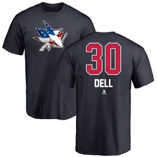 Aaron Dell San Jose Sharks Name and Number Banner Wave T-Shirt - Navy