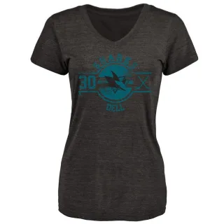 Aaron Dell Women's San Jose Sharks Insignia Tri-Blend T-Shirt - Black