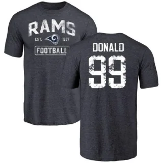 Aaron Donald Los Angeles Rams Distressed Name & Number Tri-Blend T-Shirt - Navy