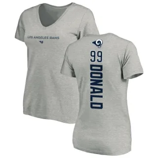 Aaron Donald Women's Los Angeles Rams Backer V-Neck T-Shirt - Ash