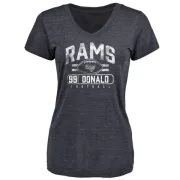 Aaron Donald Women's Los Angeles Rams Flanker Tri-Blend T-Shirt - Navy