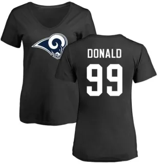 Aaron Donald Women's Los Angeles Rams Name & Number Logo Slim Fit T-Shirt - Black