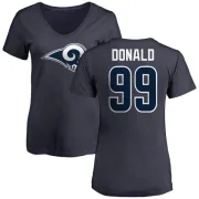 Aaron Donald Women's Los Angeles Rams Name & Number Logo Slim Fit T-Shirt - Navy