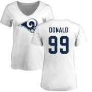 Aaron Donald Women's Los Angeles Rams Name & Number Logo Slim Fit T-Shirt - White