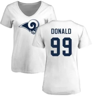 Aaron Donald Women's Los Angeles Rams Name & Number Logo Slim Fit T-Shirt - White