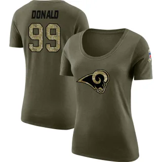 Aaron Donald Women's Los Angeles Rams Salute to Service Olive Legend Scoop Neck T-Shirt