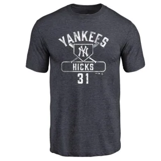 Aaron Hicks New York Yankees Base Runner Tri-Blend T-Shirt - Navy