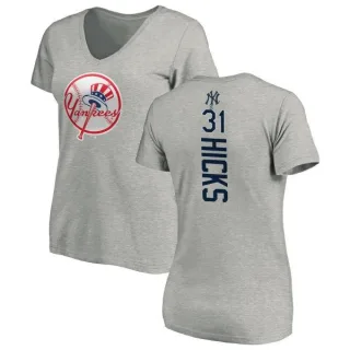 Aaron Hicks Women's New York Yankees Backer Slim Fit T-Shirt - Ash