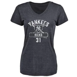 Aaron Hicks Women's New York Yankees Base Runner Tri-Blend T-Shirt - Navy