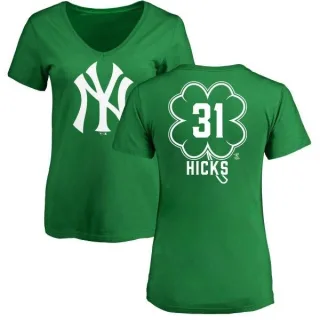 Aaron Hicks Women's New York Yankees Dubliner Name & Number V-Neck T-Shirt - Kelly Green