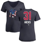 Aaron Hicks Women's New York Yankees Name and Number Banner Wave V-Neck T-Shirt - Navy