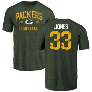 Aaron Jones Green Bay Packers Green Distressed Name & Number Tri-Blend T-Shirt