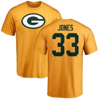 Aaron Jones Green Bay Packers Name & Number Logo T-Shirt - Gold