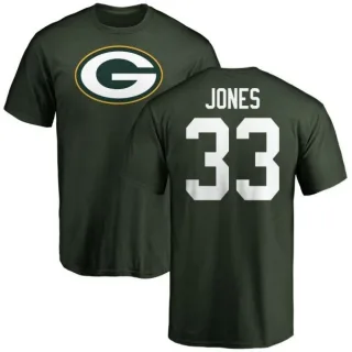 Aaron Jones Green Bay Packers Name & Number Logo T-Shirt - Green