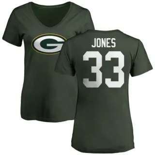 Aaron Jones Women's Green Bay Packers Name & Number Logo Slim Fit T-Shirt - Green