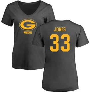 Aaron Jones Women's Green Bay Packers One Color T-Shirt - Ash