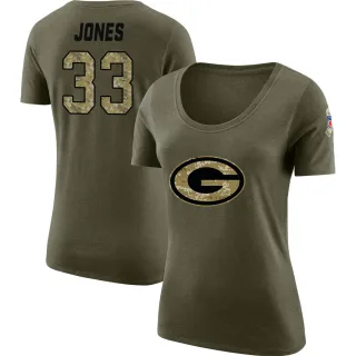 Aaron Jones Women's Green Bay Packers Salute to Service Olive Legend Scoop Neck T-Shirt