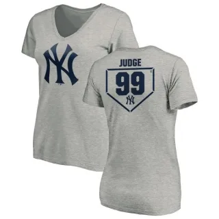 Aaron Judge Women's New York Yankees RBI Slim Fit V-Neck T-Shirt - Heathered Gray