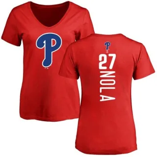 Aaron Nola Women's Philadelphia Phillies Backer Slim Fit T-Shirt - Red