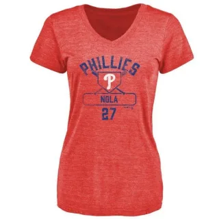 Aaron Nola Women's Philadelphia Phillies Base Runner Tri-Blend T-Shirt - Red