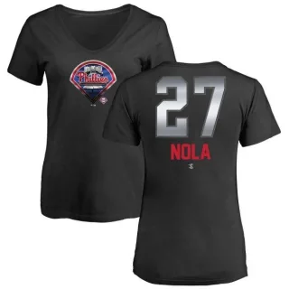 Aaron Nola Women's Philadelphia Phillies Midnight Mascot V-Neck T-Shirt - Black