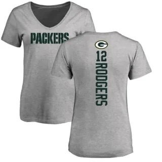 Aaron Rodgers Women's Green Bay Packers Backer V-Neck T-Shirt - Ash