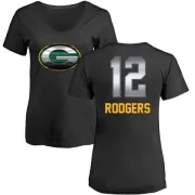 Aaron Rodgers Women's Green Bay Packers Midnight Mascot T-Shirt - Black