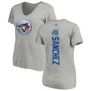 Aaron Sanchez Women's Toronto Blue Jays Backer Slim Fit T-Shirt - Ash