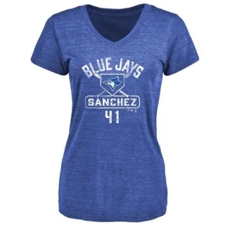 Aaron Sanchez Women's Toronto Blue Jays Base Runner Tri-Blend T-Shirt - Royal