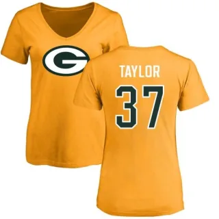 Aaron Taylor Women's Green Bay Packers Name & Number Logo Slim Fit T-Shirt - Gold