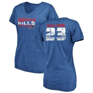 Aaron Williams Women's Buffalo Bills Retro Tri-Blend V-Neck T-Shirt - Royal