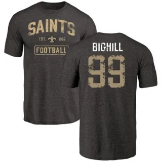 Adam Bighill New Orleans Saints Black Distressed Name & Number Tri-Blend T-Shirt