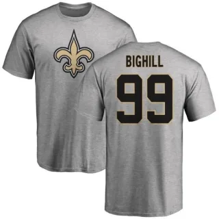 Adam Bighill New Orleans Saints Name & Number Logo T-Shirt - Ash