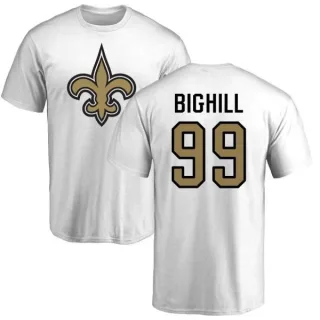 Adam Bighill New Orleans Saints Name & Number Logo T-Shirt - White