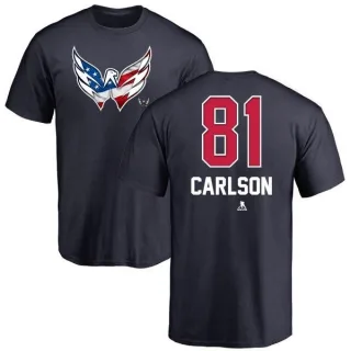 Adam Carlson Washington Capitals Name and Number Banner Wave T-Shirt - Navy