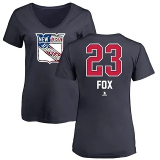 Adam Fox Women's New York Rangers Name and Number Banner Wave V-Neck T-Shirt - Navy