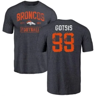 Adam Gotsis Denver Broncos Navy Distressed Name & Number Tri-Blend T-Shirt