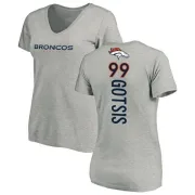 Adam Gotsis Women's Denver Broncos Backer V-Neck T-Shirt - Ash