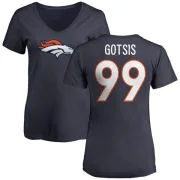 Adam Gotsis Women's Denver Broncos Name & Number Logo Slim Fit T-Shirt - Navy