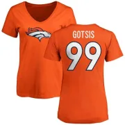 Adam Gotsis Women's Denver Broncos Name & Number Logo Slim Fit T-Shirt - Orange