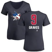 Adam Graves Women's San Jose Sharks Name and Number Banner Wave V-Neck T-Shirt - Navy